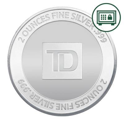 A picture of a 2 oz. TD Silver Round - Secure Storage